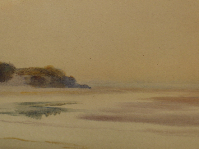 HAMPSON JONES. (1846-1916) SUNLIGHT BY THE SEA, SIGNED WATERCOLOUR. 36 x 71cms. - Image 8 of 10