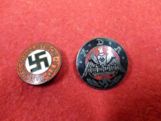 TWO THIRD REICH NSDAP ENAMEL PARTY BADGES - TWO DIFFERENT EXAMPLES. (2)