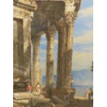 ATTRIBUTED TO SAMUEL PROUT. (1783-1852) AN ITALIANATE VIEW CLASSICAL RUINS WITH FOREGROUND