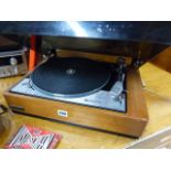 A GOLDRING LENCO GL78 TEAK CASED RECORD DECK TOGETHER WITH A HITACHI STEREO RADIO RECIEVER SR700 AND