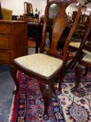 A SET OF EIGHT QUEEN ANNE STYLE SINGLE DINING CHAIRS WITH DROP IN SEATS TO INCLUDE TWO ARMCHAIRS.