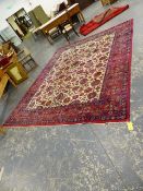 AN ANTIQUE PERSIAN CARPET OF CLASSIC DESIGN. 396 x 311cms.