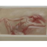 COLIN FROOMS. (1933-2017) ARR. NUDE STUDY, PASTEL, SIGNED, FRAMED AND GLAZED. 36 x 24cms.