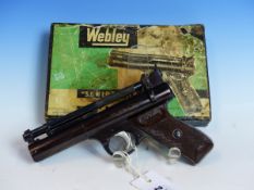 WEBLEY SENIOR AIR PISTOL 0.177 SERIAL No.1023 IN ORIGINAL BOX.