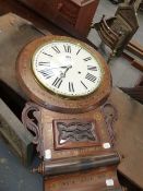 A TUNBRIDGEWARE DROP DIAL STRIKING WALL CLOCK, THE CIRCULAR WHITE FACE WITH ROMAN NUMERALS. H.