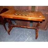 A VICTORIAN MAHOGANY AND CHEQUER BOARD INLAID OCCASIONAL TABLE. 90 x 44 x H.68cms.