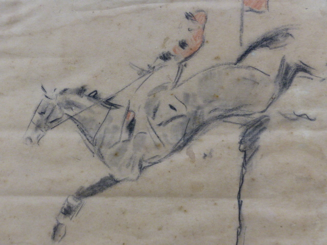 19th/20th.C.ENGLISH SCHOOL. FIVE COMIC HORSE RACING SCENES, WATERCOLOUR. 15 x 18cms TOGETHER WITH - Image 3 of 17