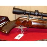 A RARE HAND MADE ISP SPARTAN AIR RIFLE 0.22 CALIBRE (NVN).- FIGURED ENGLISH WALNUT STOCKED- ENGRAVED