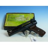 WEBLEY SENIOR AIR PISTOL 0.22 SERIAL No.801 IN ORIGINAL BOX.