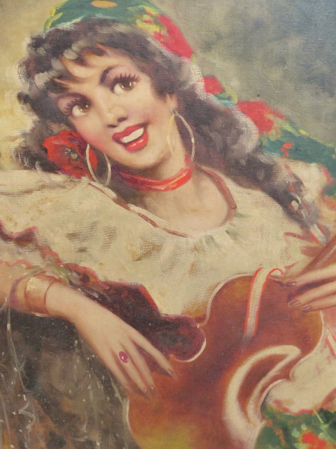 20th.C.CONTINENTAL SCHOOL. THE GYPSY FIDDLER, SIGNED INDISTINCTLY, OIL ON CANVAS, UNFRAMED. 80 x - Image 2 of 8