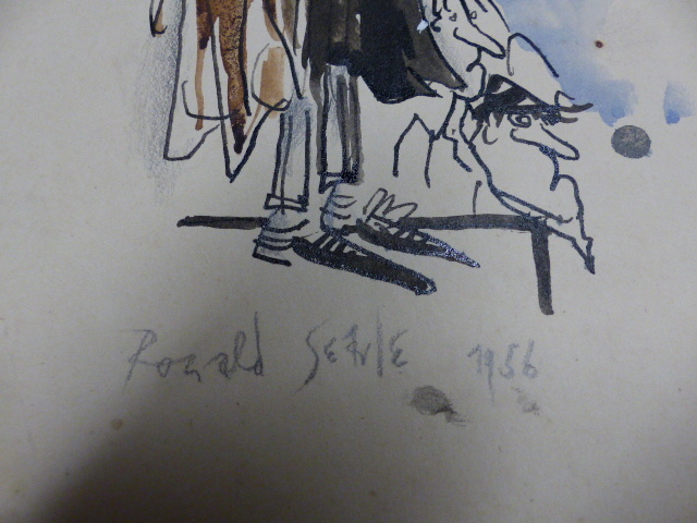 RONALD SEARLE. (1920-2011) ARR. THE MASTER, SIGNED AND DATED 1966, WATERCOLOUR, UNFRAMED. 32 x - Image 4 of 9