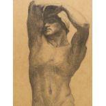 AFTER W.GOSSCOMBE JOHN. (1860-1940) ARR. MALE TORSO, A SIGNED LITHOGRAPH. 38 x 21cms.