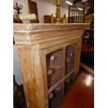 A 19th.C.COUNTRY PINE CORNER CABINET WITH GLAZED PANEL DOOR ABOVE CUPBOARD SECTION. W.78.