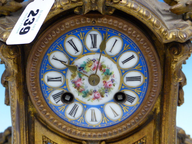 A GILT METAL AND SEVRES PORCELAIN CASED JAPY FRERES CLOCK STRIKING ON A BELL. H.35cms. - Image 3 of 10