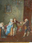 V.MANZ. 19th.C.CONTINENTAL SCHOOL. THE TOAST, SIGNED OIL ON BOARD. 26 x 21cms.