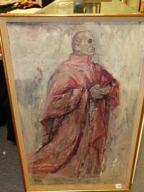 HANS SCHWARZ. (1922-2003) ARR. THE CARDINAL, SIGNED AND DATED 1961, OIL ON BOARD. 91 x 58cms. - Image 3 of 7