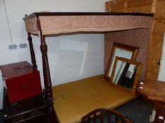 A 19th.C.AND LATER MAHOGANY FOUR POSTER DOUBLE BED.