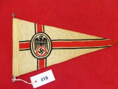 A THIRD REICH DDAC CAR PENNANT, BEING THE AUTOMIBLE ASSOCIATION, DOUBLE SIDED.