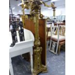 AN ANTIQUE CARVED GILTWOOD TORCHERE TEN LIGHT STANDARD LAMP. H.188cms.