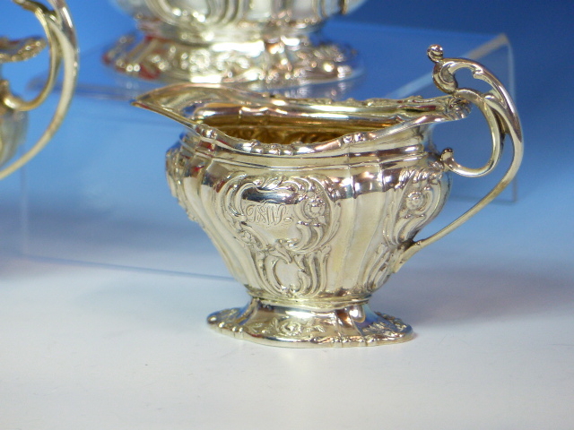 A BATCHELOR'S SILVER THREE PIECE TEASET BY B B, B'HAM 1900 AND 1901, THE FLUTED BODIES WORKED WITH - Image 15 of 18