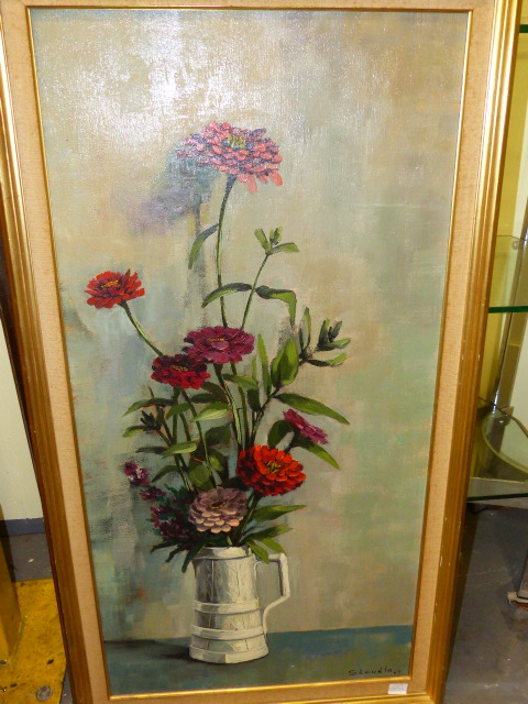 SEGUELA. 20th.CONTINENTAL SCHOOL. TWO FLORAL STILL LIFES, BOTH SIGNED, OIL ON CANVAS, LARGEST. 100 x - Image 7 of 14