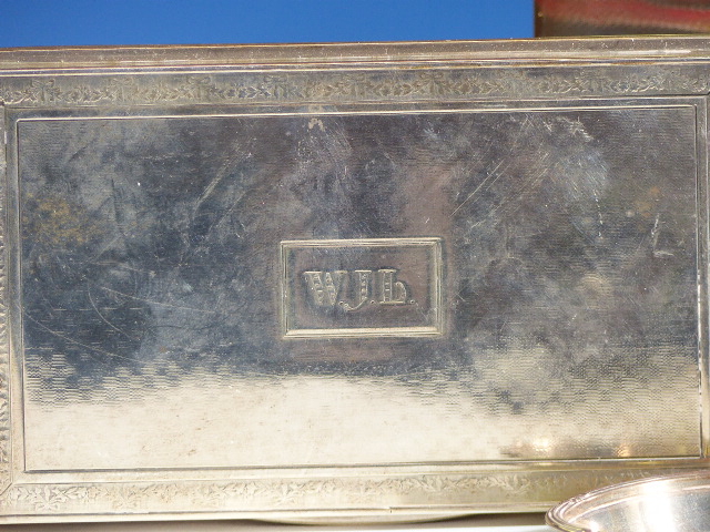 TWO SILVER MOUNTED CIGARETTE BOXES, ONE INSCRIBED 1934 WITH WORN HALLMARKS, THE OTHER B'HAM 1947 - Image 10 of 16