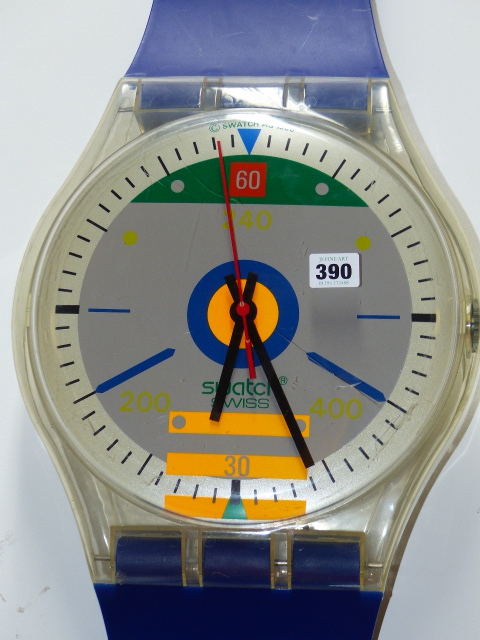 A RARE VINTAGE SWATCH GIANT SIZE WRISTWATCH WALL CLOCK. c.1988.