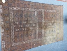 AN ANTIQUE AFGHAN ENGSI. 216 x 137cms TOGETHER WITH A BELOUCH RUG. 192 x 100cms. (2)