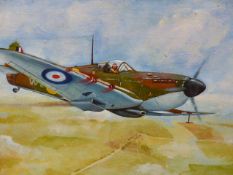 FARLEY. 20th/21st.C. ARR. A SPITFIRE, SIGNED OIL ON CANVAS. 39 x 52cms.