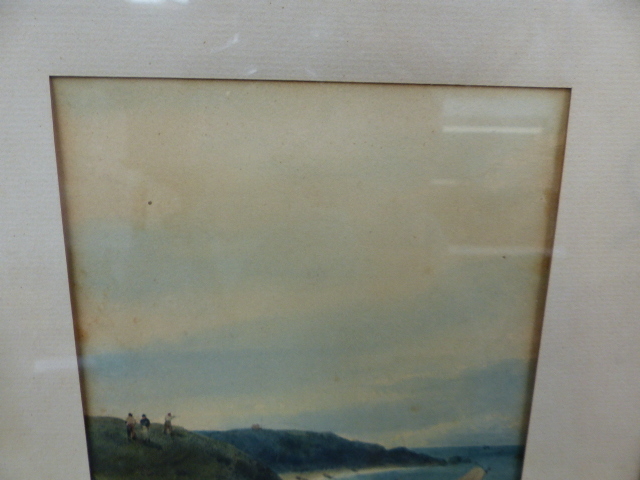 A GROUP OF FOUR 19th.C.WATERCOLOURS, TWO BEACH SCENES, A PORTRAIT OF A GIRL AND A BOTANICAL STUDY. - Image 12 of 14