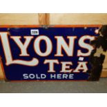 A LYONS TEAS DOUBLE SIDED ENAMEL SIGN. 49 x 30cms.