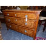AN ANTIQUE MARQUETRY INLAID ITALIAN NEO CLASSICAL AND LATER THREE DRAWER COMMODE. 121 x 81cms.