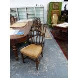 A HARLEQUIN SET OF SEVEN 19th.C.MAHOGANY AND INLAID CARVED BACK DINING CHAIRS ON SQUARE TAPERED