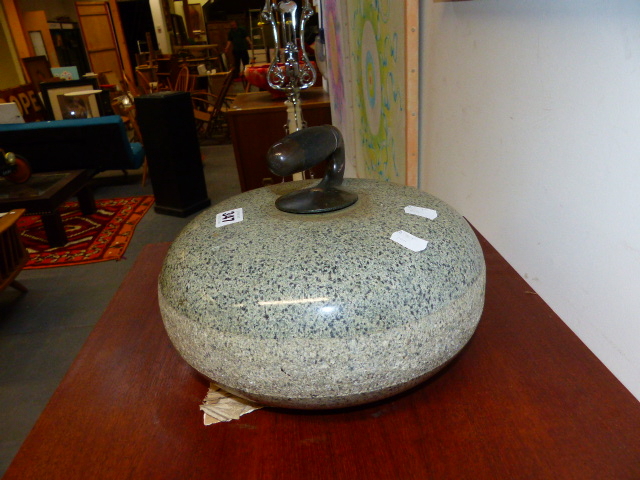 A VINTAGE GRANITE CURLING STONE. - Image 3 of 3