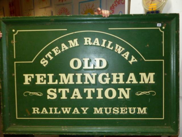 A LARGE SIGN, OLD FELMINGTON STATION RAILWAY MUSEUM. 150 x 100cms.