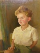 DENIS FILDES. (1889-1974) ARR. PORTRAIT OF A BOY, SIGNED OIL ON CANVAS WITH EXHIBITION LABELS VERSO.