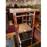 AN ARTS AND CRAFTS TWO TIER OCCASIONAL TABLE IN THE MANNER OF GODWIN. 39 x 39 x H.69cms.