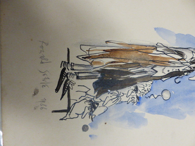 RONALD SEARLE. (1920-2011) ARR. THE MASTER, SIGNED AND DATED 1966, WATERCOLOUR, UNFRAMED. 32 x - Image 3 of 9