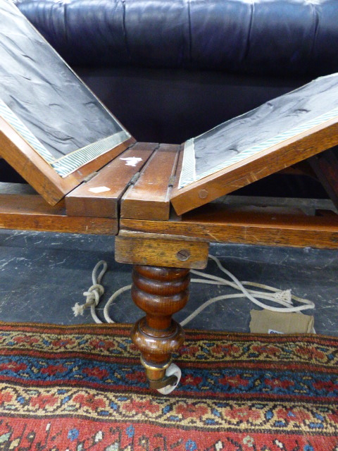 A 19th.C.MAHOGANY ADJUSTABLE CAMPAIGN TYPE FOLDING DAY BED ON TURNED LEGS WITH CERAMIC CASTERS. - Image 4 of 14