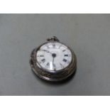 A SILVER PEAR CASED POCKET WATCH, THE INNER CASE WITH FAINT MARKS, THE FUSEE MOVEMENT BY J COLLIBER,