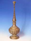 AN ANTIQUE INDIAN SILVER ROSEWATER SPRINKLER (GULAB PASH) WITH CHASED DECORATION. WEIGHT 560grms.