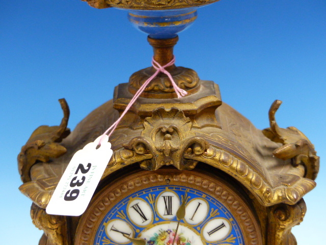 A GILT METAL AND SEVRES PORCELAIN CASED JAPY FRERES CLOCK STRIKING ON A BELL. H.35cms. - Image 7 of 10