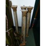 A SET OF FOUR GILT BRONZE MOUNTED MARBLE COLUMNS. H.75cms.