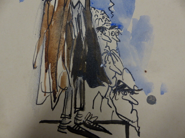 RONALD SEARLE. (1920-2011) ARR. THE MASTER, SIGNED AND DATED 1966, WATERCOLOUR, UNFRAMED. 32 x - Image 8 of 9