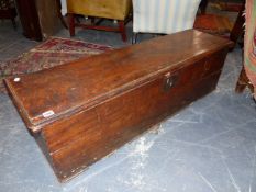 AN ANTIQUE ELM BLANKET BOX. W.121cms.