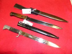 A THIRD REICH DRESS BAYONET, PLATED FULLERED BLADE BY PUMA, PART PLATED HILT WITH CHEQUERED GRIPS,