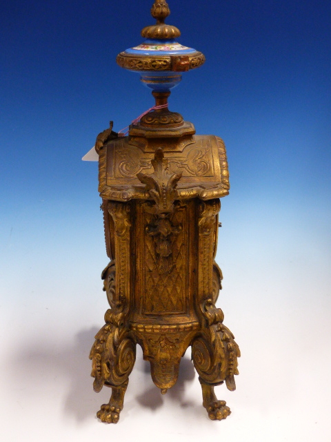 A GILT METAL AND SEVRES PORCELAIN CASED JAPY FRERES CLOCK STRIKING ON A BELL. H.35cms. - Image 8 of 10