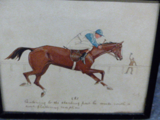 19th/20th.C.ENGLISH SCHOOL. FIVE COMIC HORSE RACING SCENES, WATERCOLOUR. 15 x 18cms TOGETHER WITH - Image 13 of 17