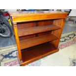 AN ANTIQUE AND LATER MAHOGANY AND INLAID OPEN FRONT SMALL BOOKCASE WITH ADJUSTABLE SHELVES. 95 x