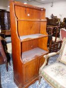 A 19th.C.AND LATER SATINWOOD SMALL WATERFALL BOOKCASE WITH CUPBOARDS BELOW. 63 x 31 x H.137cms.